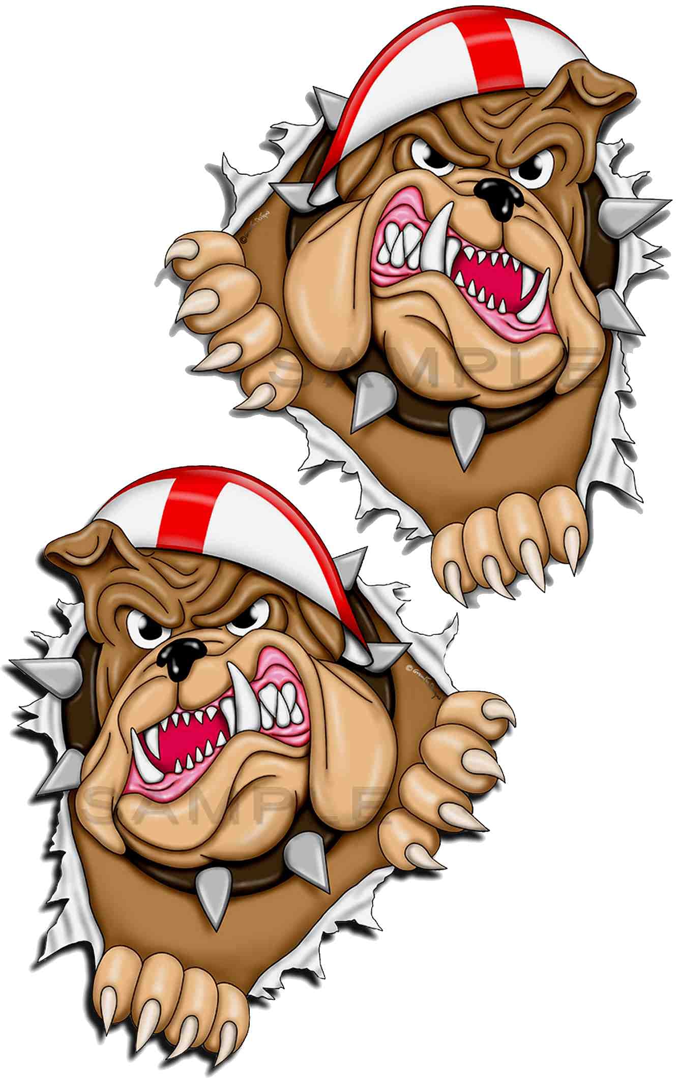 Totally Graphics Pair Medium Rip Open Torn Bulldog St George Flag Car Sticker
