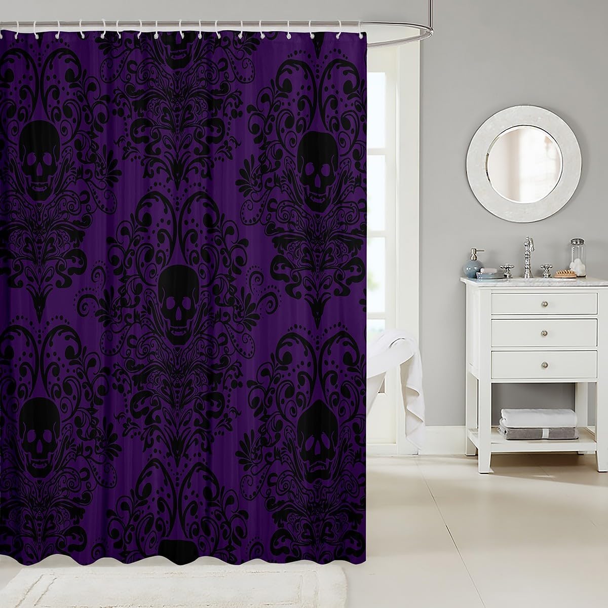Feelyou Gothic Skull Shower Curtain for Bathroom Decor 72"x72" image 2