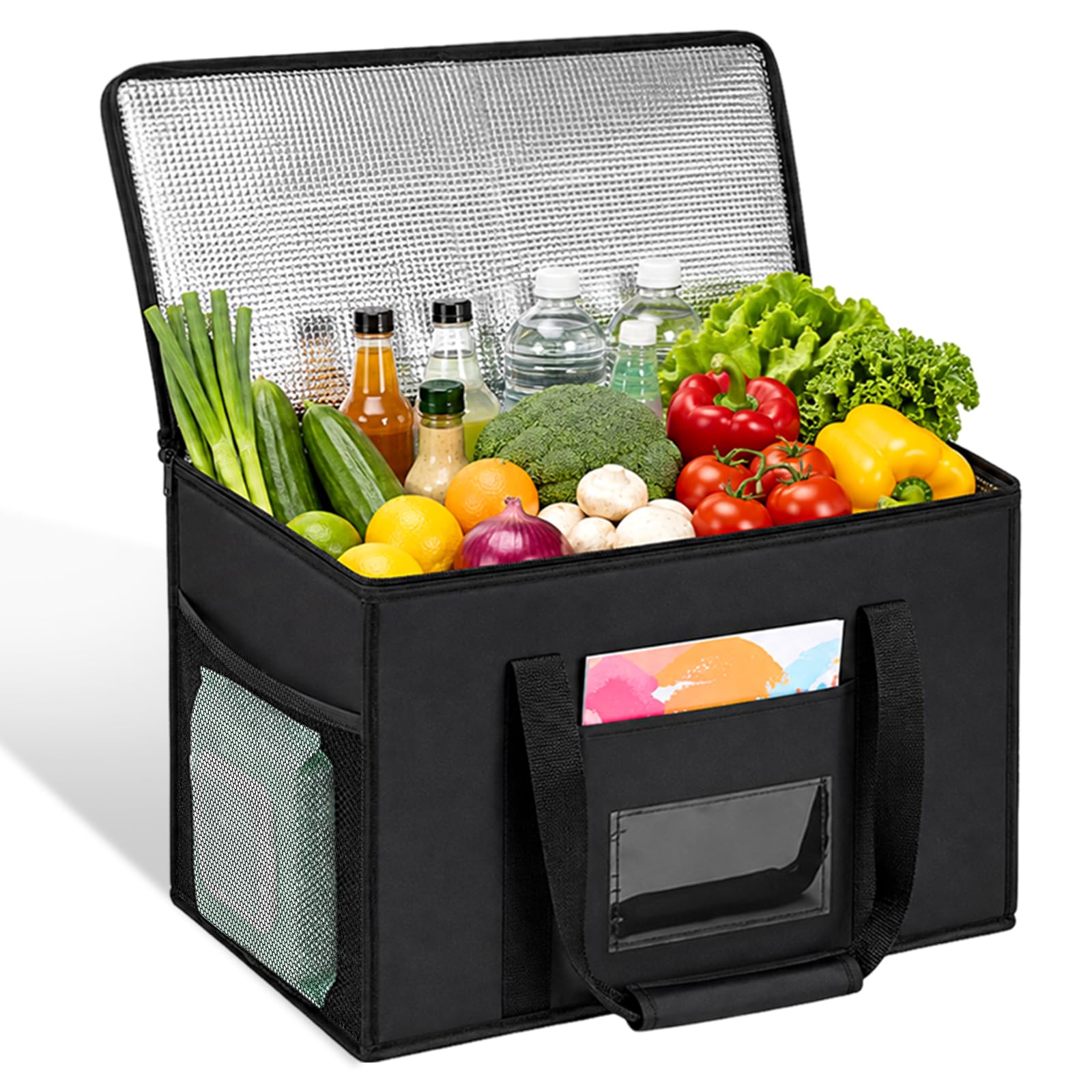 40L Large Cooler Bag, Foldable Soft Cool Bag, Leak-Resistant, Reusable Grocery Shopping Bags for Beach, Picnic, BBQ, Shopping, Camping, Family Outdoor Travel