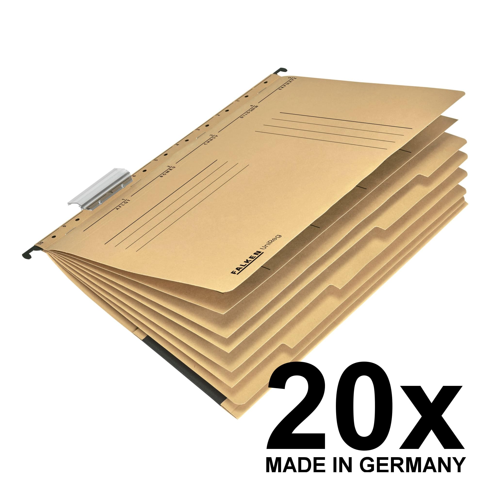 Original Falken 20er Pack Projekthefter und Personalhefter UniReg. Made in Germany. Aus Recycling-Karton für DIN A4 kaufmännische Heftung braun Blauer Engel Personalakte Personalmappe
