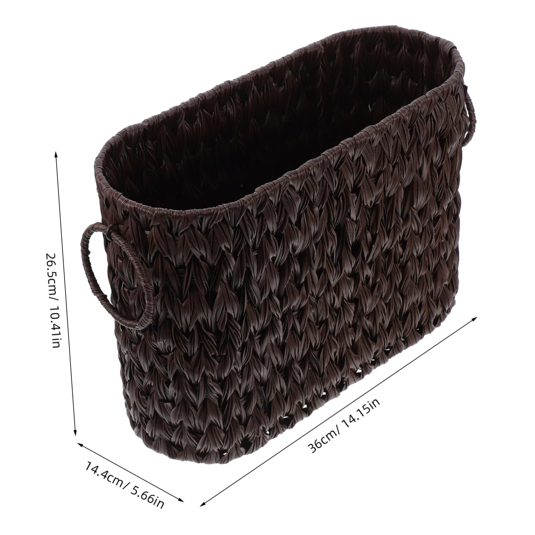 SOLUSTRE Woven Decorative Storage Basket with Dual Handles for Magazines Sundries and Toys Versatile Organizer for Living Room Bedroom Office Elegant Rattan Style Home Decor