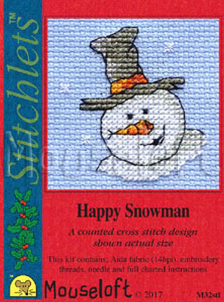 Mouseloft Mini Cross Stitch Kit - Happy Snowman, Christmas Collection