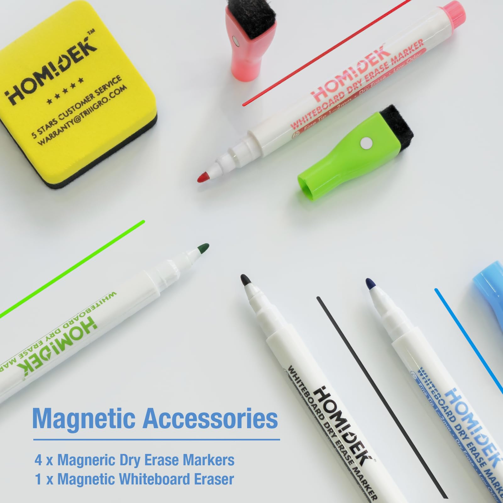 HOMiDEK Tablica magnetyczna do lodówki, 3 sztuki, małe magnetyczne tablice suchościeralne z 4 markerami i 1 gumką, wielokrotnego użytku, pusty magnes, biała tablica do domu, kuchni, biura, klasy - 11