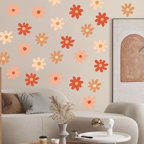 Calcomanías de pared de margaritas, calcomanías de pared bohemias, arte de pared floral, calcomanías de flores de margaritas coloridas para niños,