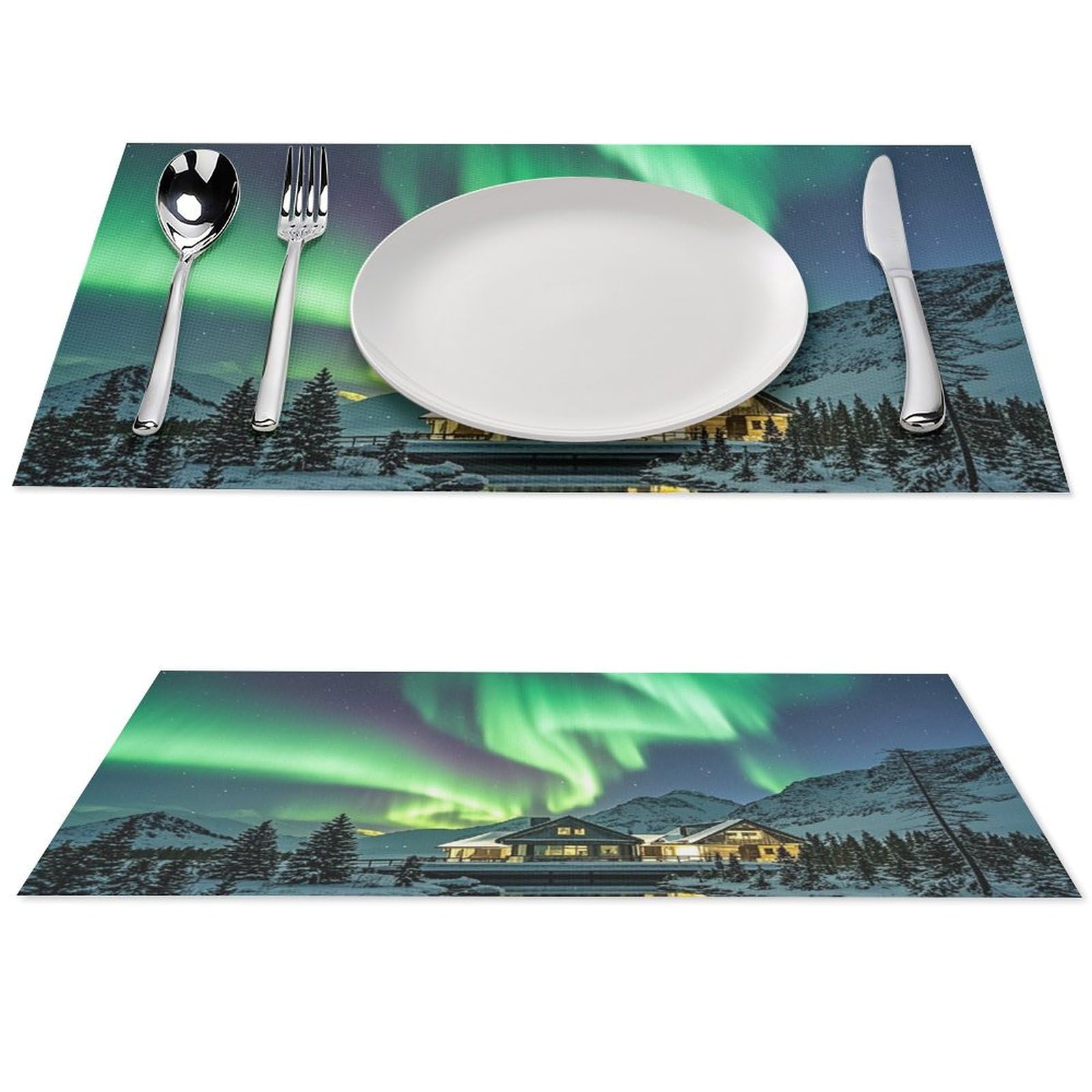 Sets de table aurores boréales (lot de 4) en PVC lavable pour salle à manger