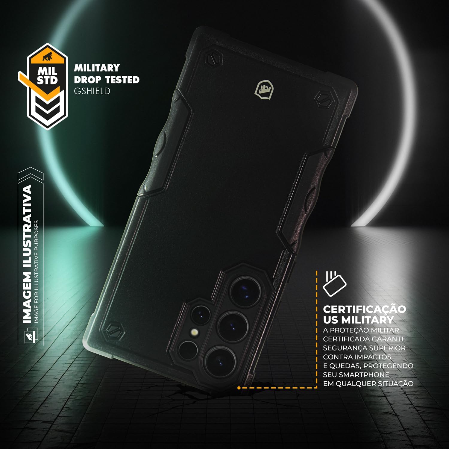 Gshield Capa Case Capinha Armorgear com Lateral Antiderrapante e Proteção Anti-impacto para Samsung (Preta, Galaxy S25 Ultra)