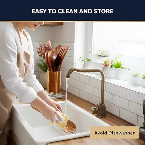 Miniatura 8 de Juego de utensilios de madera de 11 piezas, juego de utensilios de cocina de madera de teca natural con cucharas de madera resistentes y fáciles de