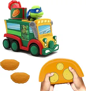 Teenage Mutant Ninja Turtles: Mutant Mayhem - Calzone Drift RC | Full-Function Remote Control Vehicle | 2.4 GHz Calzone Controller | 180-Degree Cannon Blaster | Leonardo Bobblehead | Ages 6+