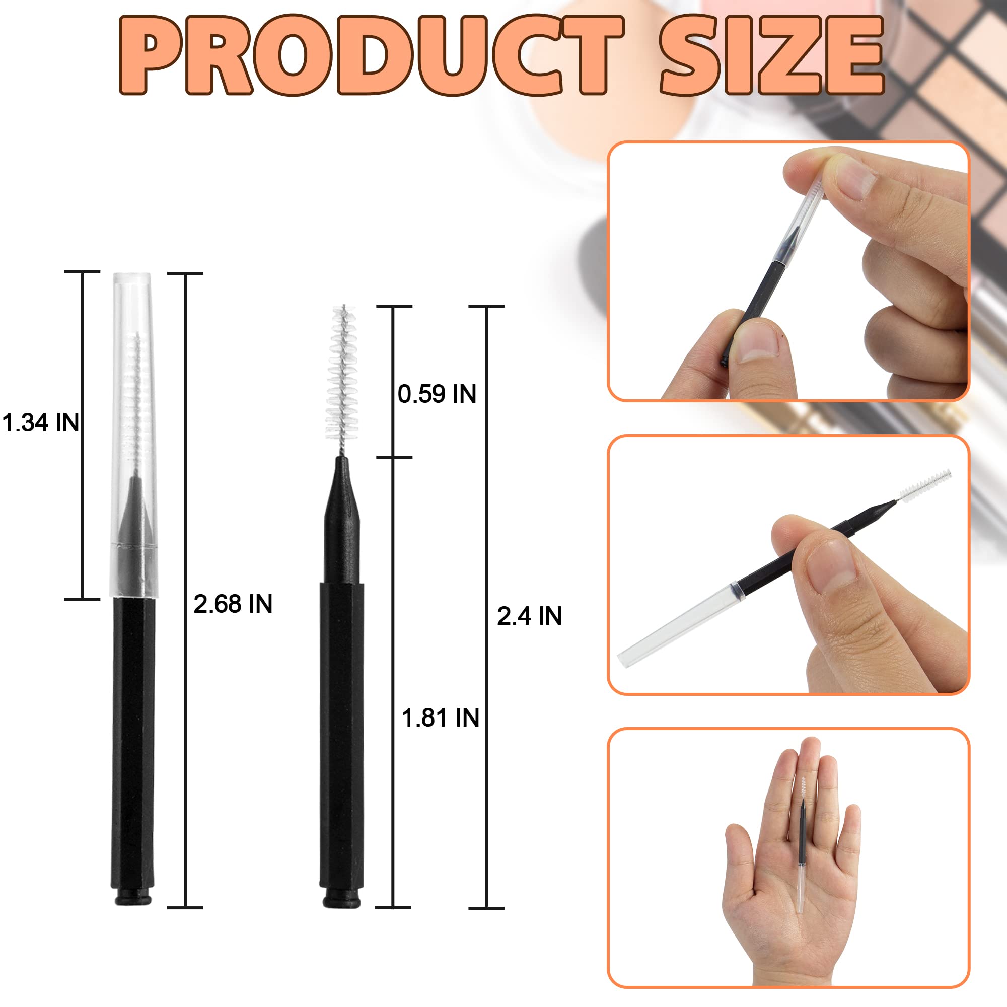 100 Pcs Micro Eyebrow Brush with Cap Brow Lamination Brush Eyelash Brushes Eyebrow Spoolie Lash Lift Tools for Eyebrows and Eyelashes Extensions Brow Laminat - Image 4