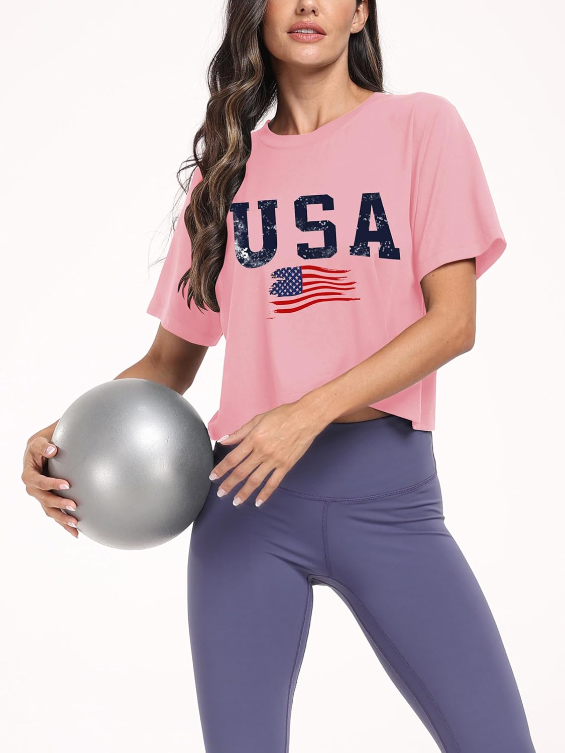 KevaMolly Workout Crop Tops for Women Loose Fit UPF50+ Breathable Yoga T Shirts Running Athletic Cropped Workout Tops
