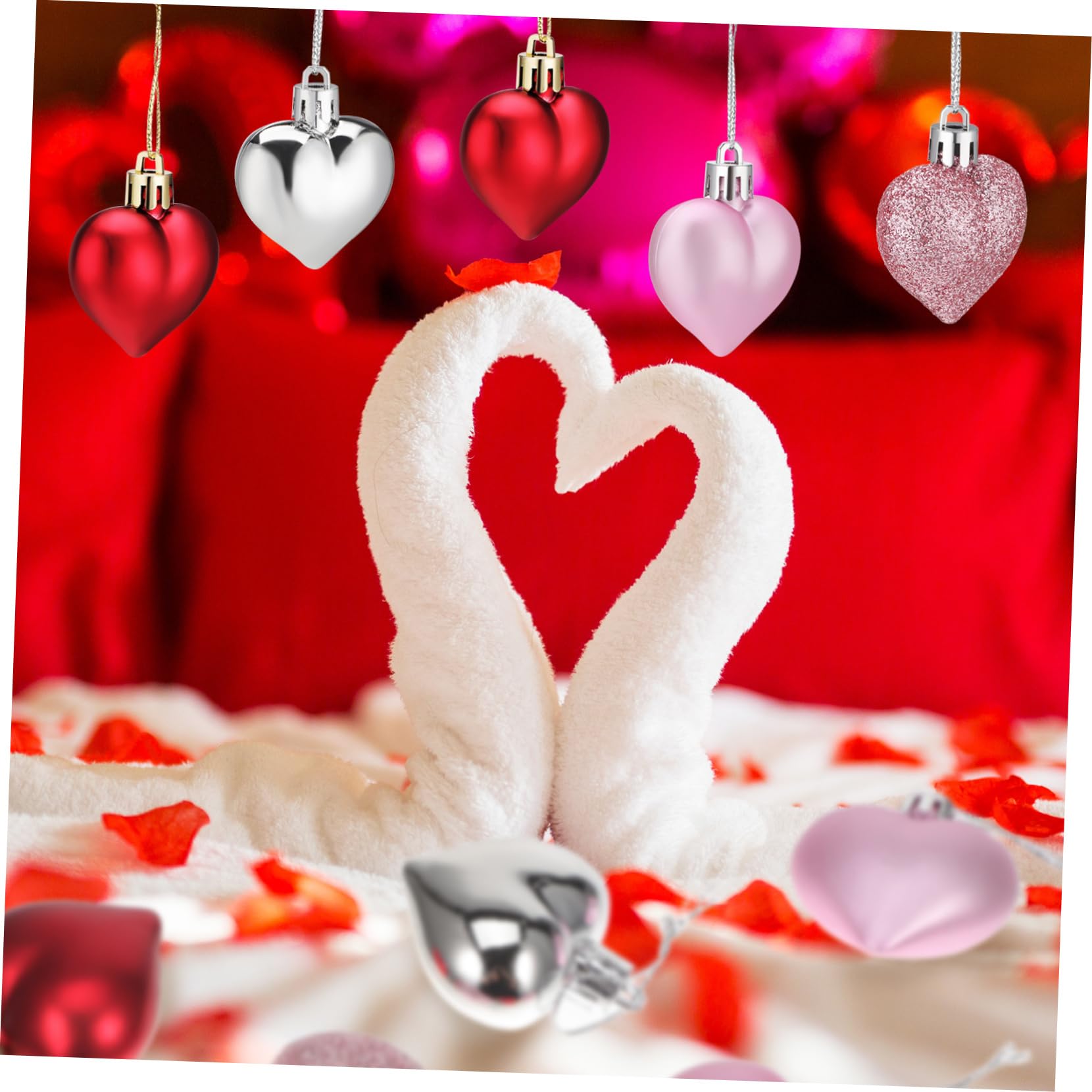 PRETYZOOM 3 Juegos Colgante De Bola De Corazón Corazón Decoraciones Colgantes Bolas Colgantes Bola De San Valentín De San Valentín Decoraciones Árbol De Navidad 48 Uds * 3