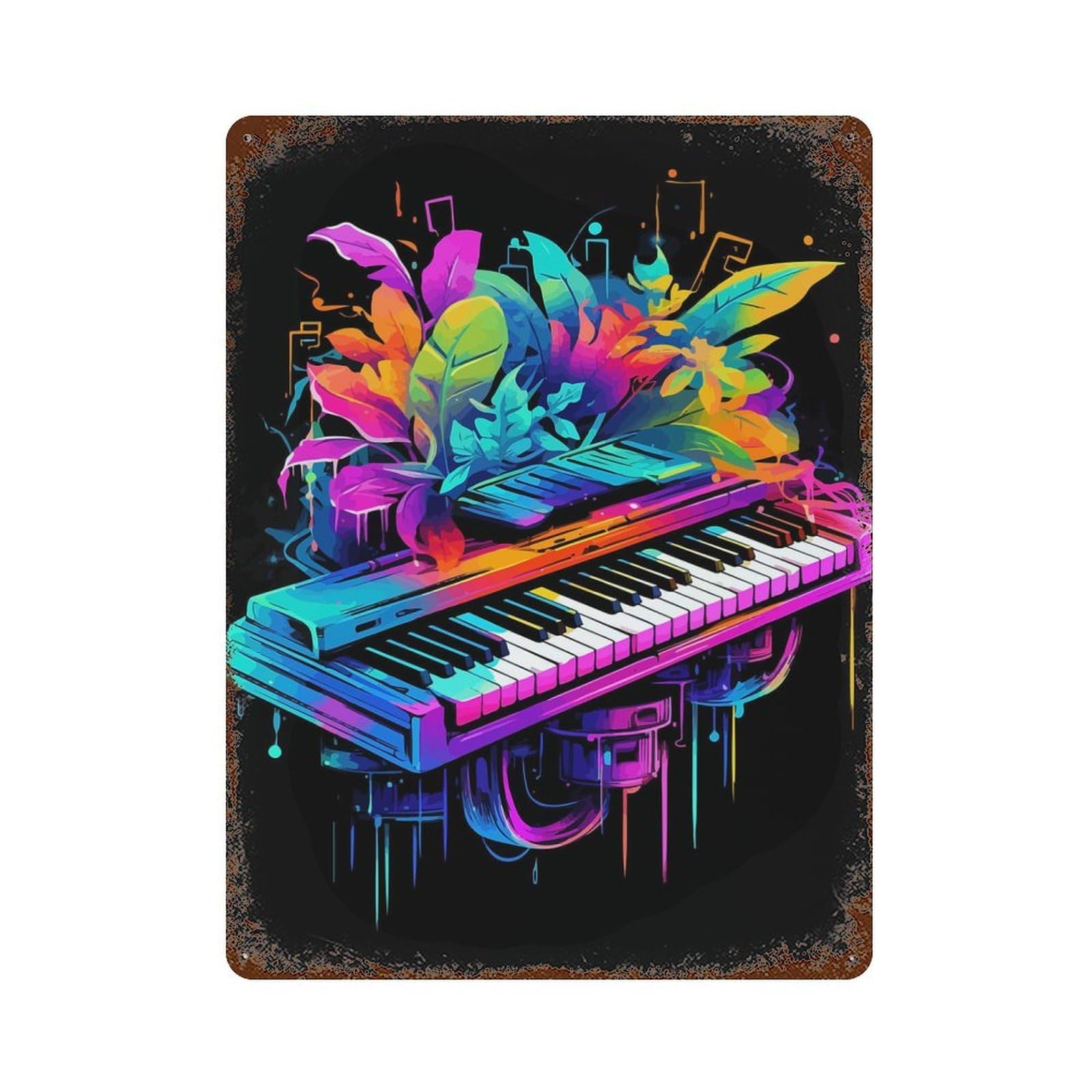 Garage Style The Keyboard Rustic Tin Plaque 15.7"x11.8", Classic Wall Plaque for Bar And Workshop