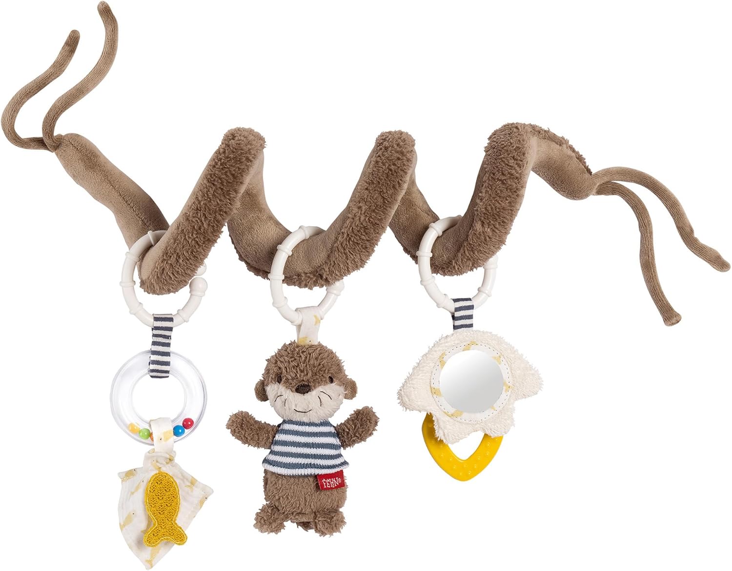 Fehn Activity-Spiral Otter – Stoff-Spiral mit Lernfunktionen zum Greifen, Fühlen, Spielen – fördert Greifen, Tastsinn & Motorik – für zuhause & unterwegs, für Babys AB Geburt