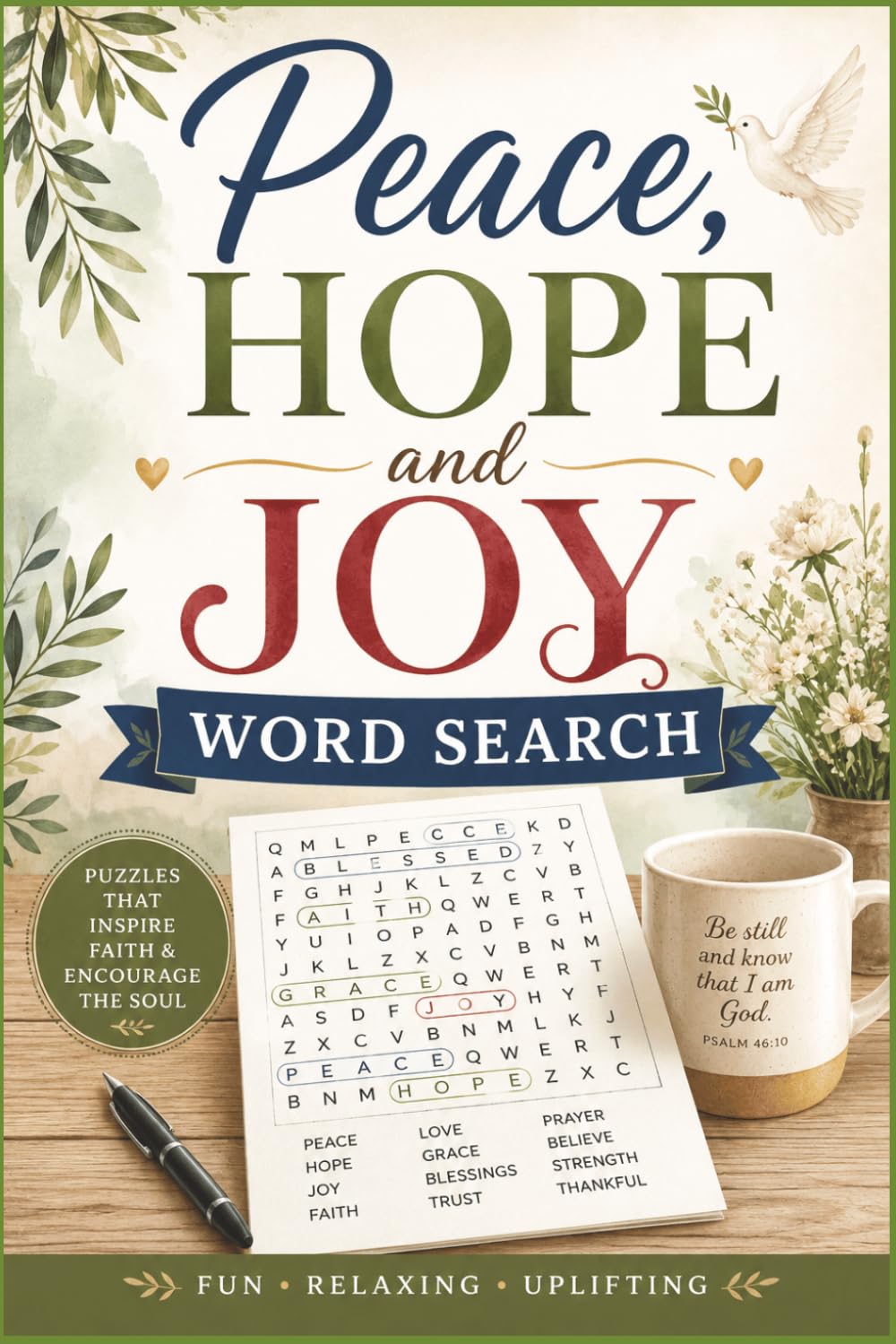 Peace, Hope and Joy Word Search: 64 Inspirational Puzzles Celebrating Faith, Hope, Gratitude, and Joy | 12 words per puzzle | For teens, adults and ... enjoy the Word of God | Christian, Biblical