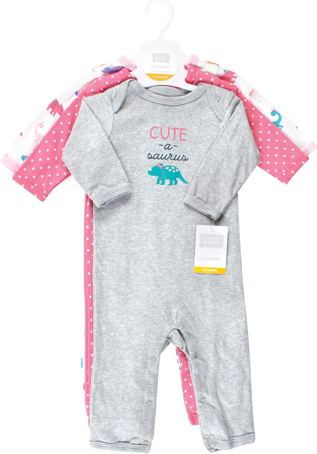 Hudson Baby Unisex baby Cotton Coveralls, Cuteasaurus, 12-18 Months, Cuteasaurus, 12-18 Months US - Image 2