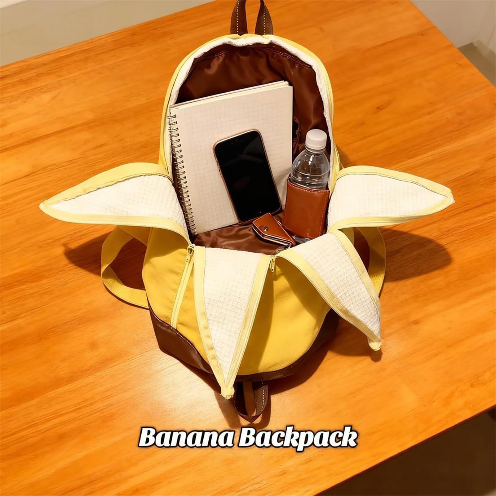 Novedad divertida bolsa de plátano, bonita mochila de plátano con forma de fruta, bolsos pelables para viajes