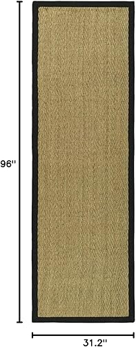 Miniatura 218 de Safavieh Colección de fibra natural NF115P - Alfombra (fibra natural), color gris, Fibras naturales beige, (Natural/Beige),Natural/Negro,Natural