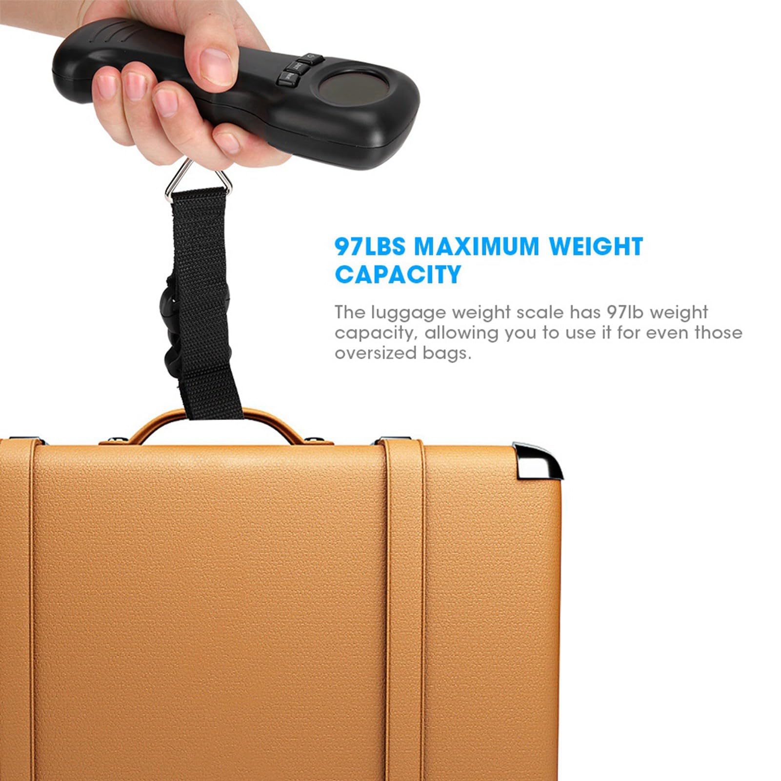 Gepäckwaage, 44 kg, Kofferwaage mit LCD-Digitalanzeige für Reisen, Pakete
