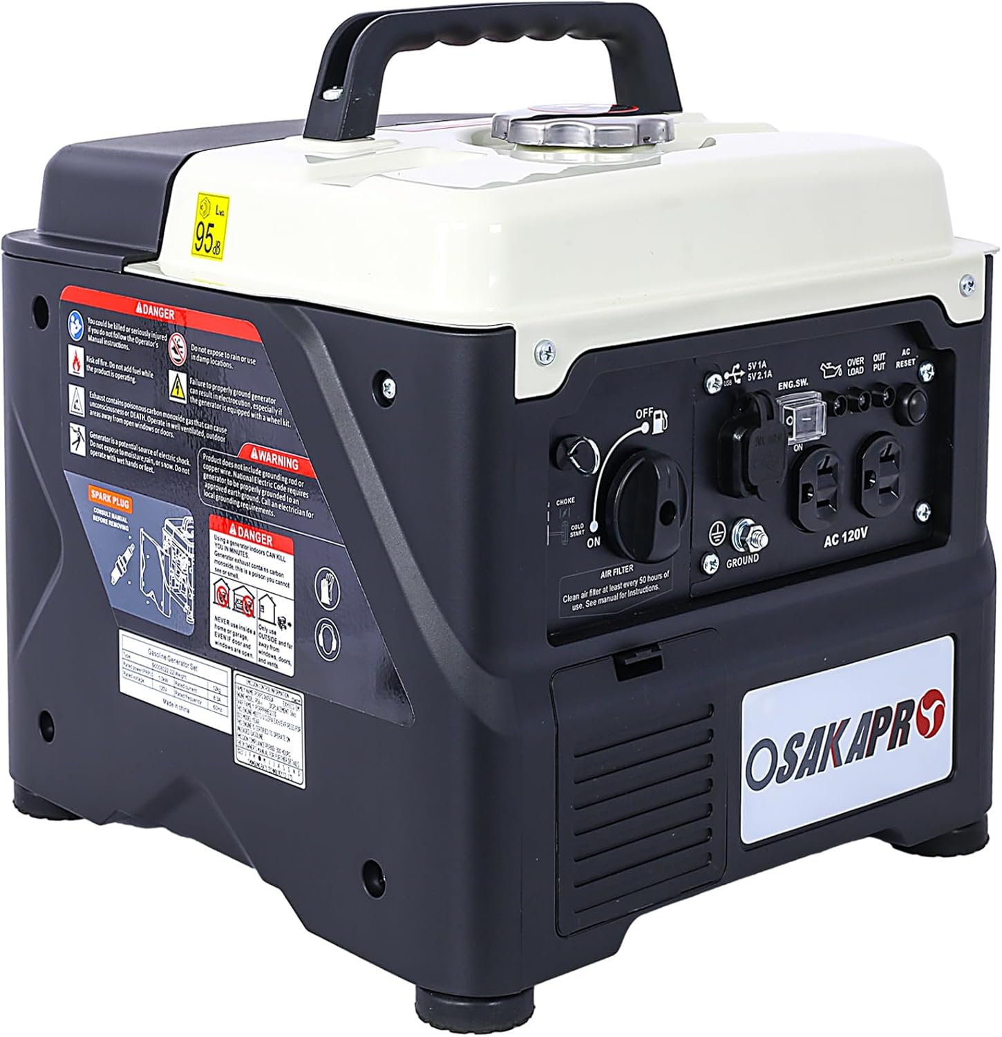 Portable Inverter Generator, 1200W Ultra-Quiet Gas Engine, Epa Compliant, Eco-Mode Feature, Ultra Lightweight For Backup Home Use & Camping