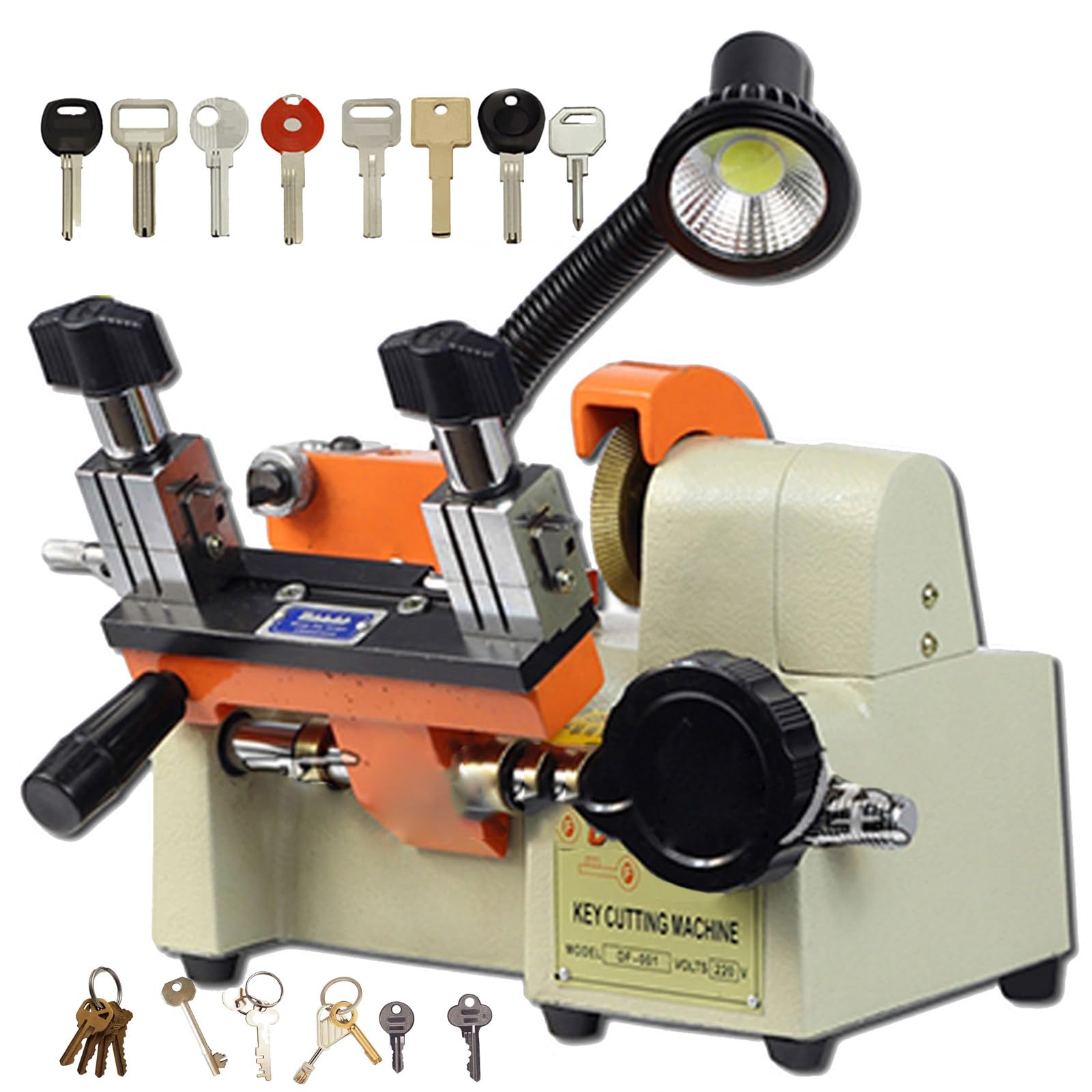 hKjPlvf Key Duplicating Machine, Key Cutting Machine, Horizontal Key Copier Machine, Electronic Key Copier With LED Light for Door and Car Lock Key, More Precise, Locksmith Tools
