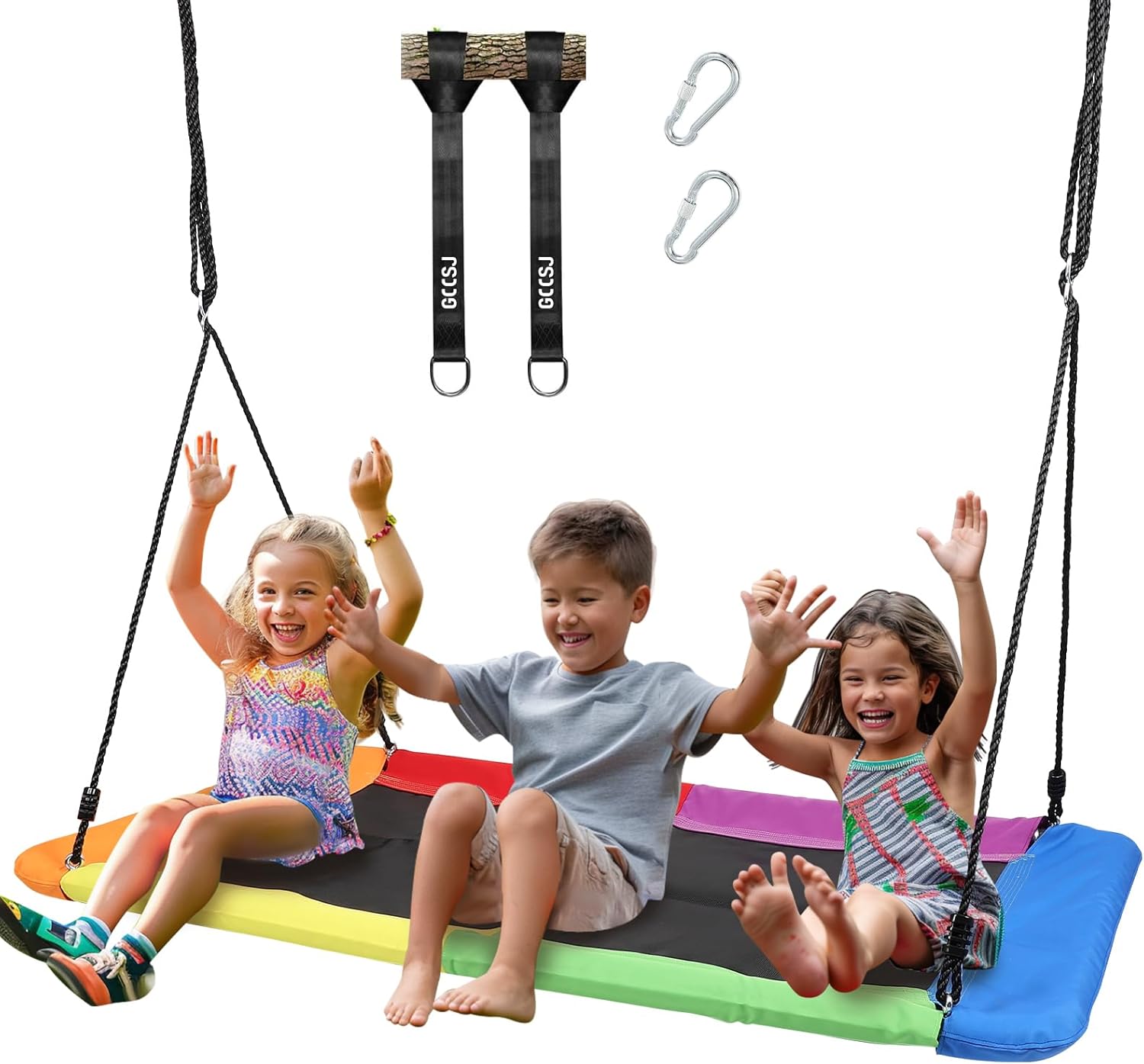 GCCSJ 800lb Giant 60" Platform Metal Tree Swing for Kids and Adults Wear- Resistant with 2pcs Tree Hanging Straps