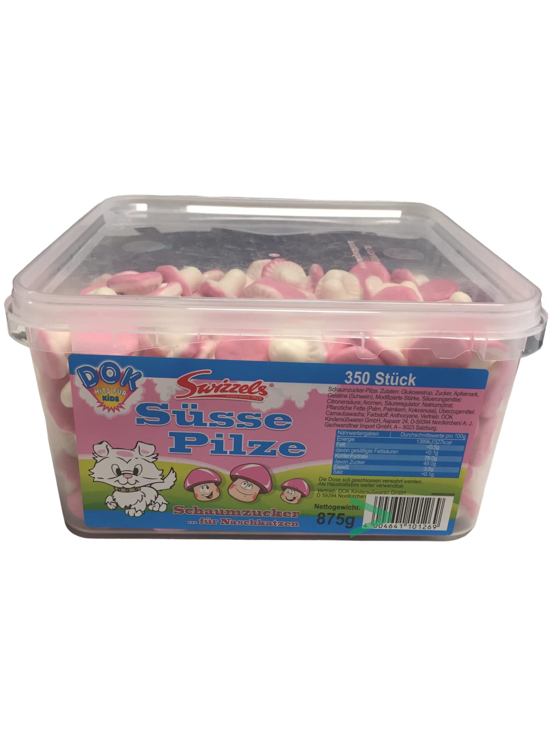 DOK Süsse Pilze Schaumzucker für Naschkatzen 2100Stk (6x875g Dose) + usy Block