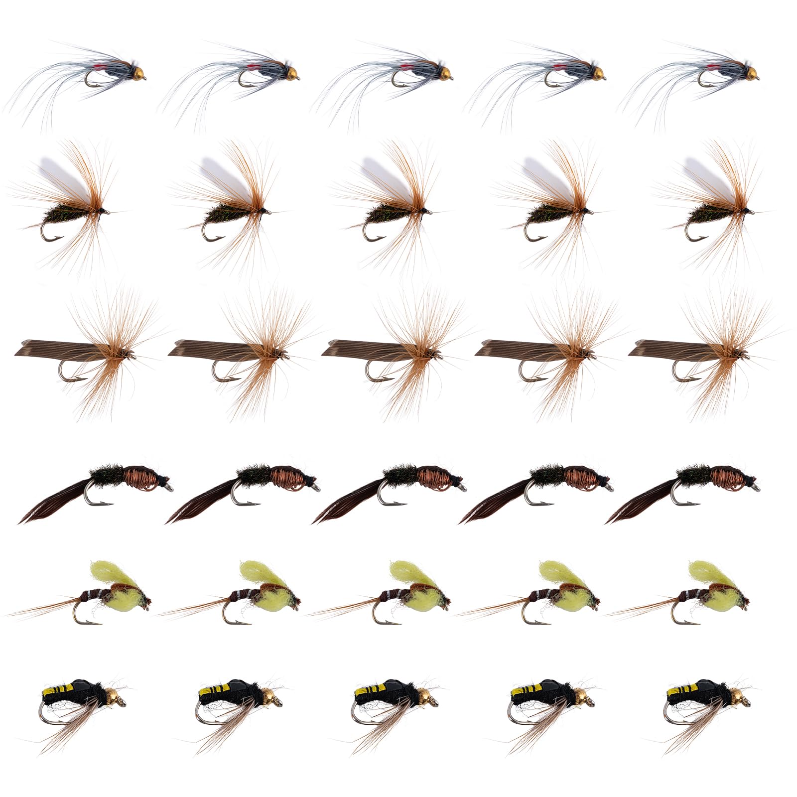 Goture Fly Fishing Flies Kit, 30pcs Dry Wet Flies Streamers Nymphs Fly Fishing Lures Assortment Kit for Bass Trout Steelhead Salmon, Gifts for Men