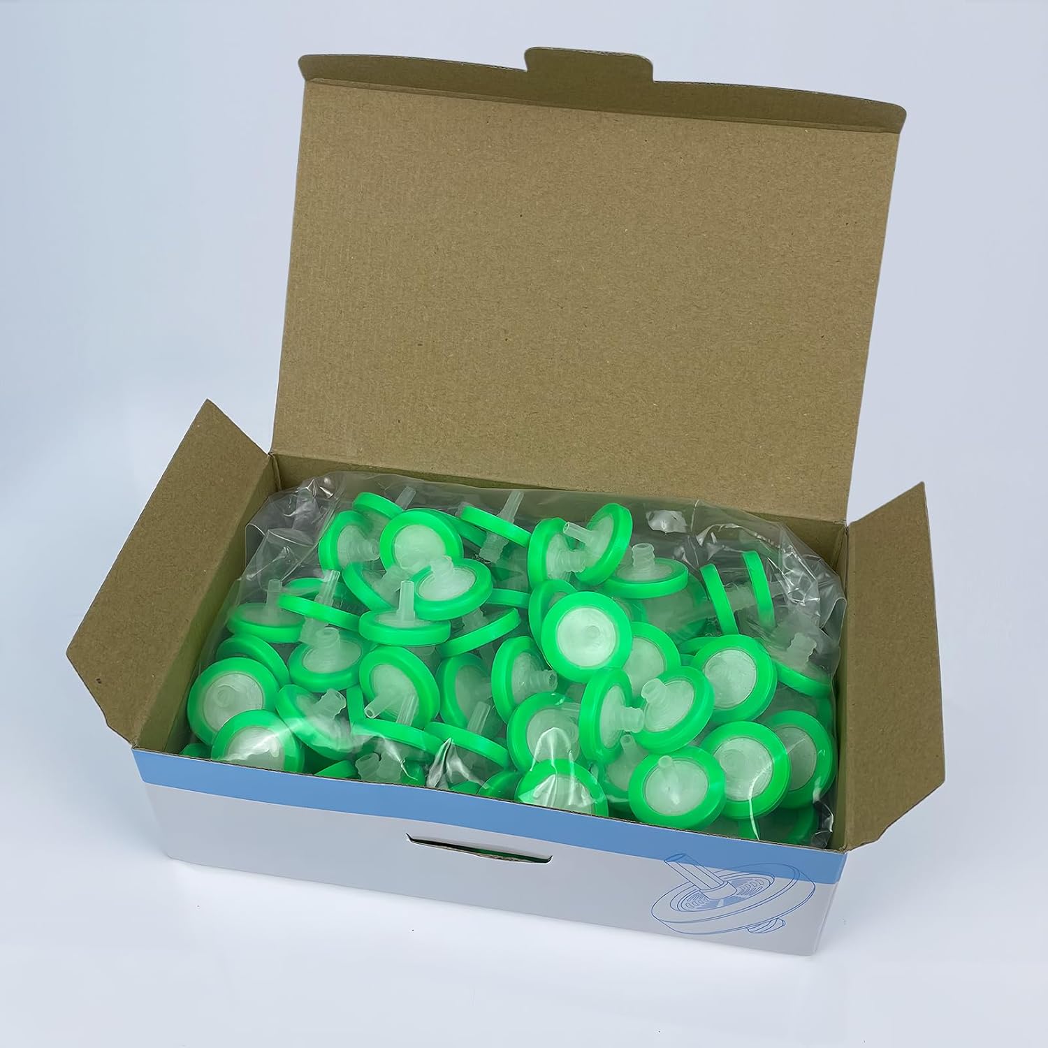 100 Pack Syringe Filters, Nylon Membrane, 25mm Diameter 0.22μm Pore Size, Syringe Lab Filters