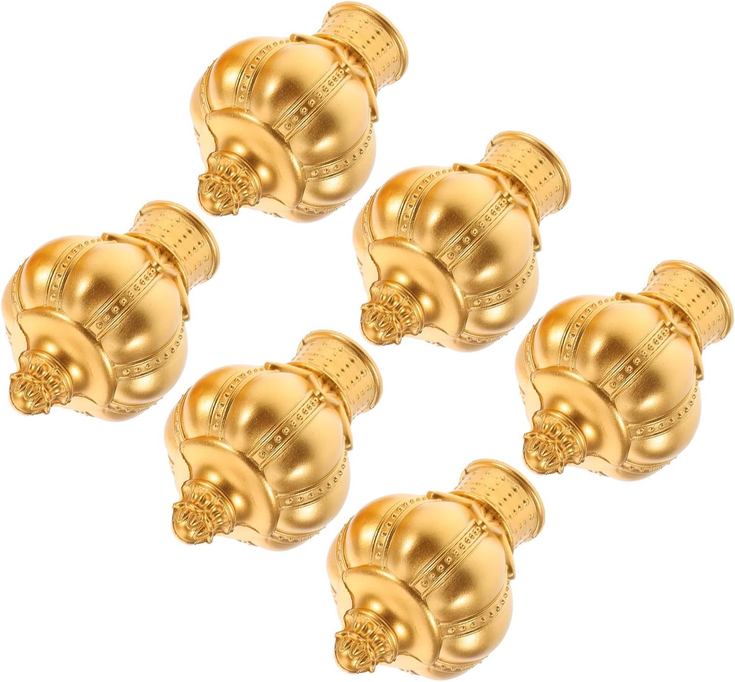 VALICLUD 6 Pcs Decorative Curtain Rod Finials Roman Rod End Caps Gold Crown Design Window Drapery Pole Accessories for Home Window Treatment