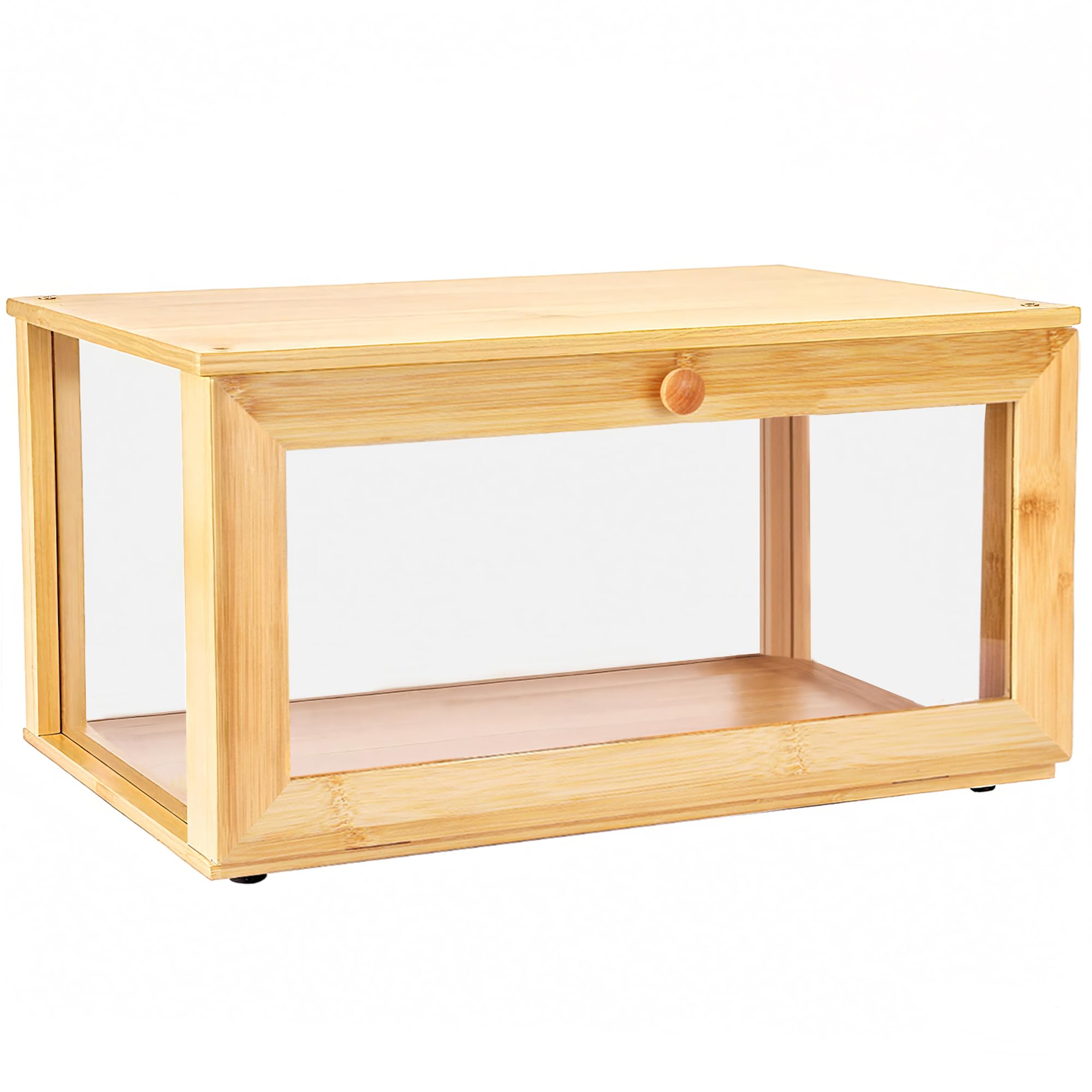 Caja de pan de bambú para encimera de cocina pastelería vitrina almacenamiento de cocina (bambú transparente)