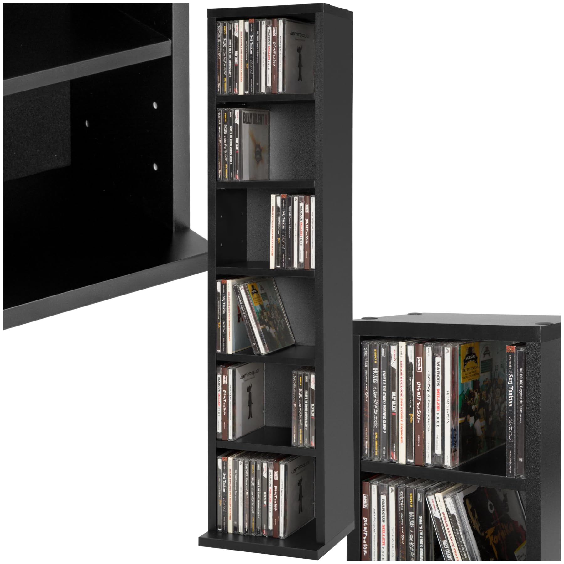 Tectake Scaffale Porta CD DVD 102 CD 6 Piani MDF Rivestimento Plastico 90x21x20 cm Nero