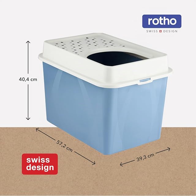 Foto 7 de 7 de Arenero para Gatos Rotho My Pet Berty 57 x 40 x 33 cm Azul/Blanco