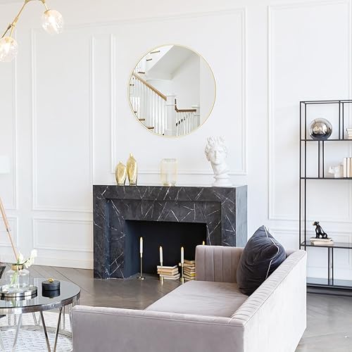 Miniatura 101 de WallBeyond Espejo redondo de madera de 24 pulgadas, espejo de pared circular para baño, espejo de pared redondo para decoración de pared, tocador