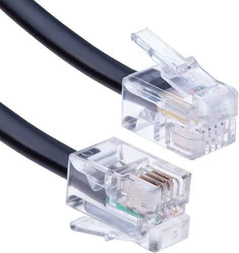 Miniatura 3 de Cable RJ10 para teléfono, cable rizado con resorte, espiral de 10 pies, compatible con teléfonos fijosIP BT, AT&T, Cisco, NEC, ROLM, ITT, TI (negro)
