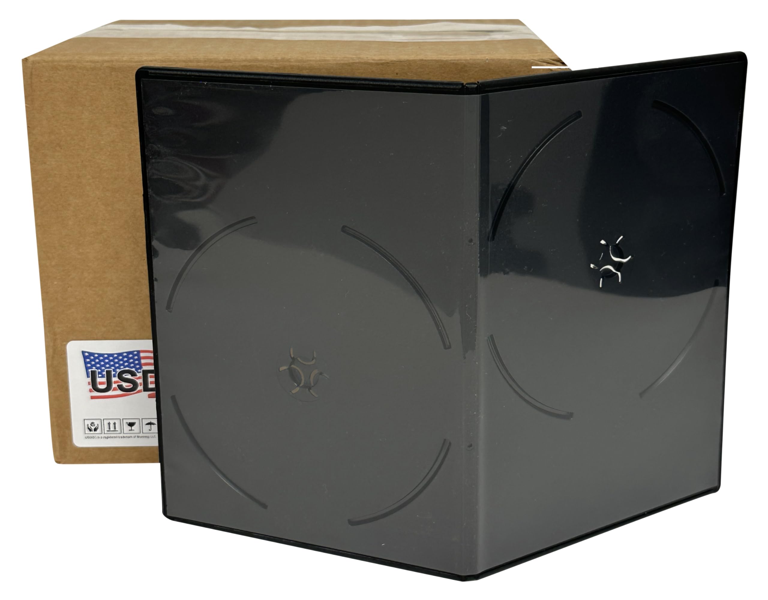 USDISC DVD Cases Slimline 7mm Premium, Double 2 Disc, Black, Pack of 10