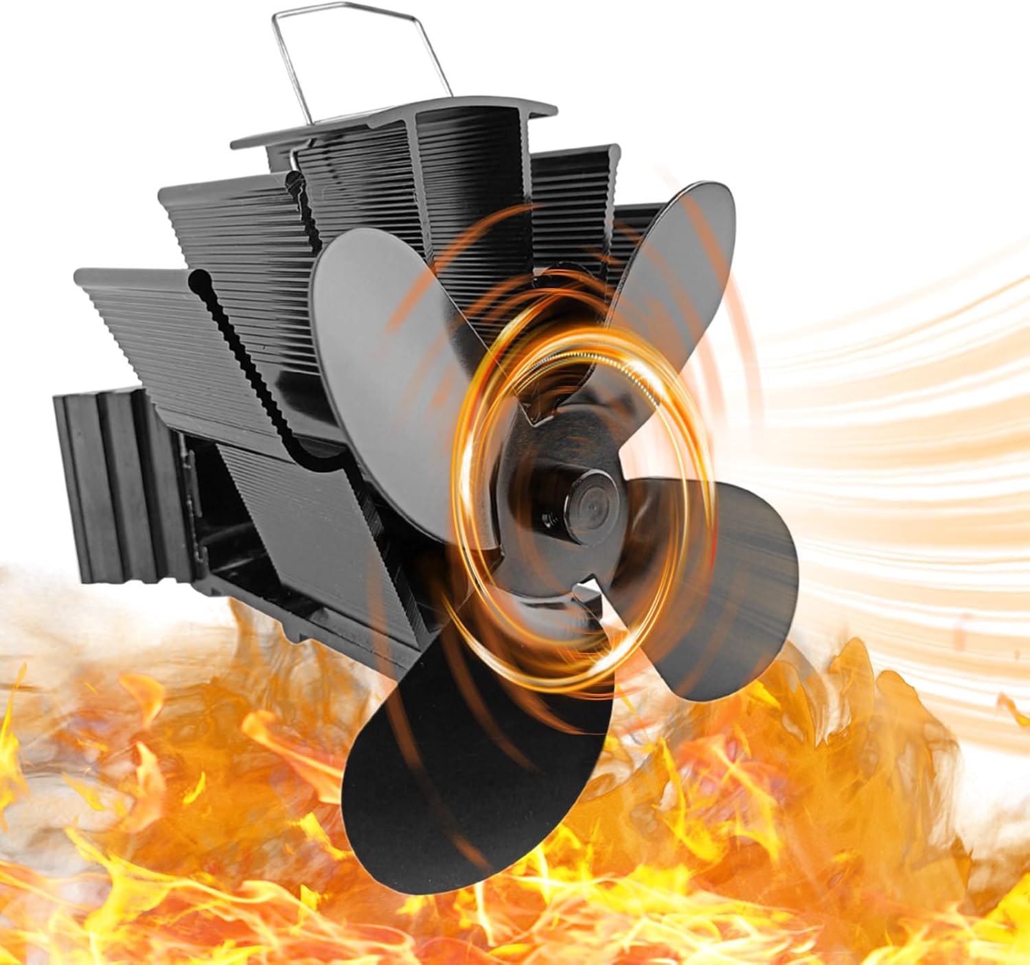 Wood Fireplace Fan,Silent Wood Burning Stove Fan - 4-Blades Fireplace, Efficient Heat Distribution, Heat Powered Stove for, Log Burner