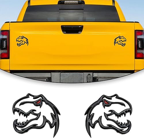 Miniatura 7 de ZSJO Emblema de dinosaurio insignias de metal para Dodge RAM TRX 1500 2500 3500  Pégalas en cualquier lugar (un par) (rojo)