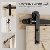 Vista 45 de CCJH - Kit de herrajes para puerta corrediza de granero de 10pies, resistente, suave y silencioso, fácil de instalar, p/paneles de puerta indiv.