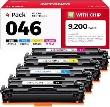 046 Toner Cartridge Set 4-Pack MF733Cdw Toner Replacement for Canon 046 CRG-046 046H Compatible with Canon Color imageCLASS MF733Cdw MF731Cdw MF735Cdw LBP654Cdw Printer Ink Black Cyan Yellow Magenta