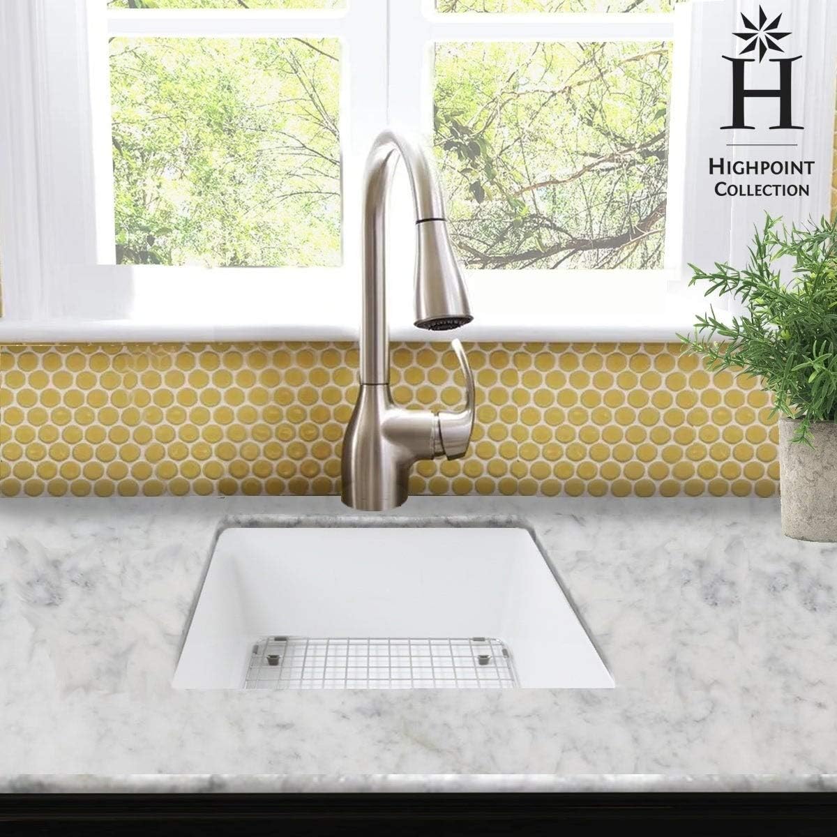 16 Inch Square Fine Fireclay Kitchen Prep Or Bar Sink - 18 X X8.5 Inches White Rectangle Glossy Lead-free