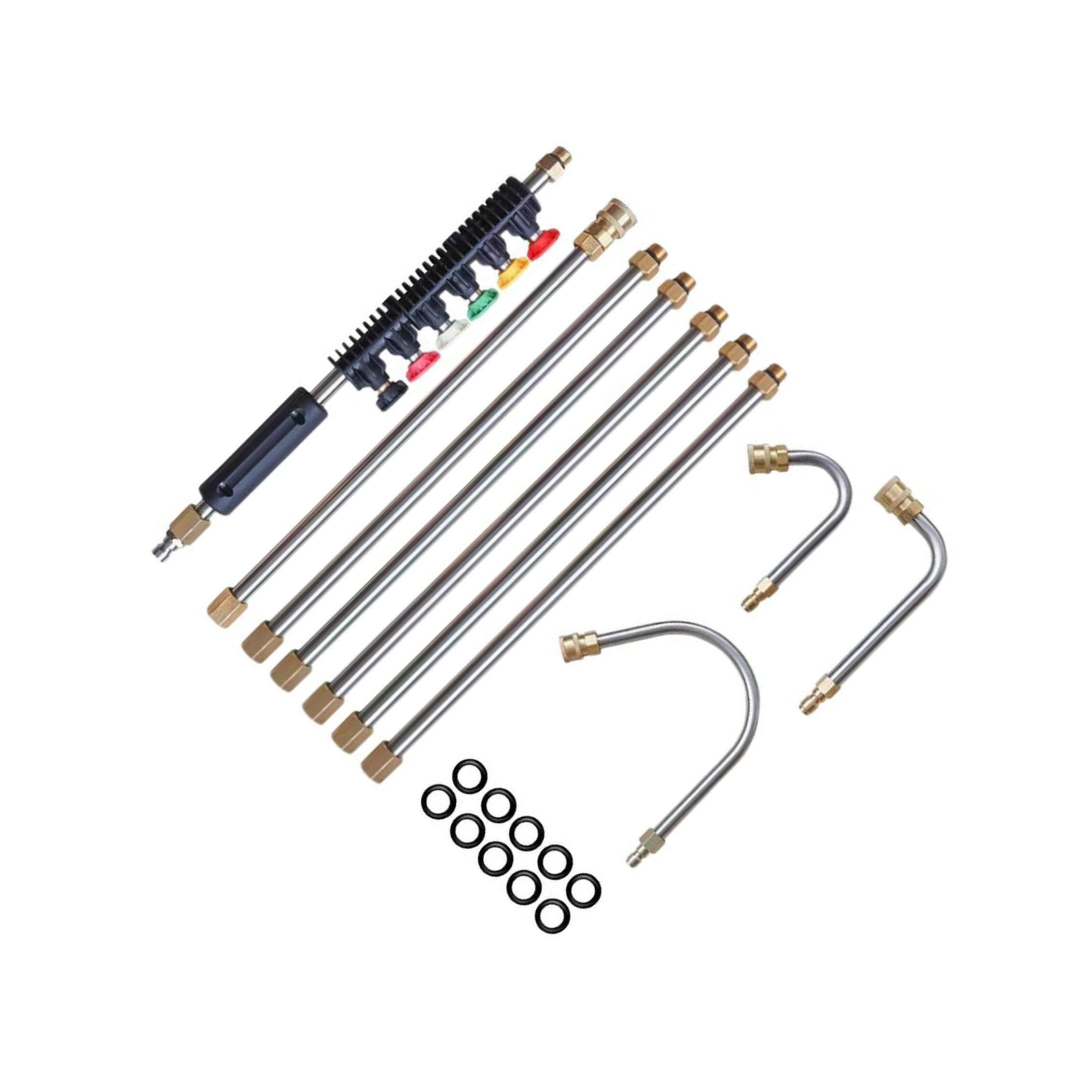 Accessori per idropulitrice con 6 punte per ugelli, 4 aste, attacco rapido, set di barre di estensione per idropulitrice facile da usare, 4000 PSI, 25 strumenti per la pulizia delle grondaie.