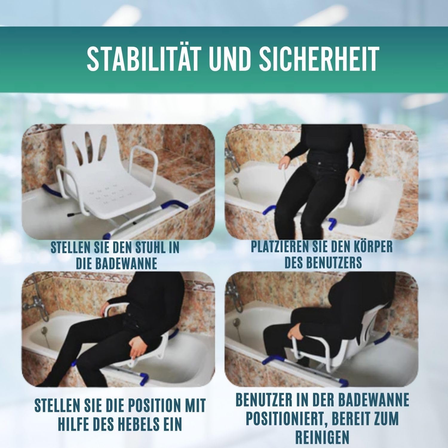OrtoPrime Badewannensitz Senioren Badewannensitz Drehbar 360º - Sessel für Senioren mit einfachem Zugang - Antirutsch Badewannenstuhl für Erwachsene Badewannendrehsitz - badewannenstuhl Erwachsene