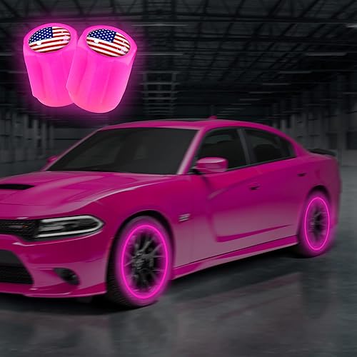 Miniatura 5 de Tapón de válvula de neumático luminoso con bandera estadounidense para automóvil, accesorios para tapones de neumáticos de automóvil, paquete de 8,