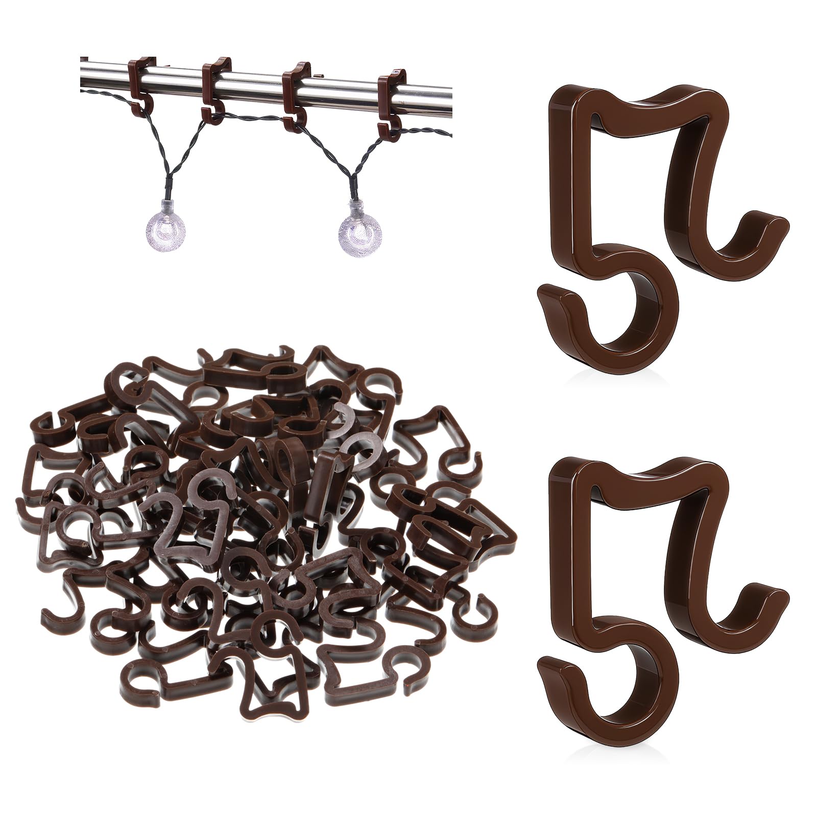 Marsui 40 Pieces Christmas Light Clips Outdoor Gutter Hooks,Coffee