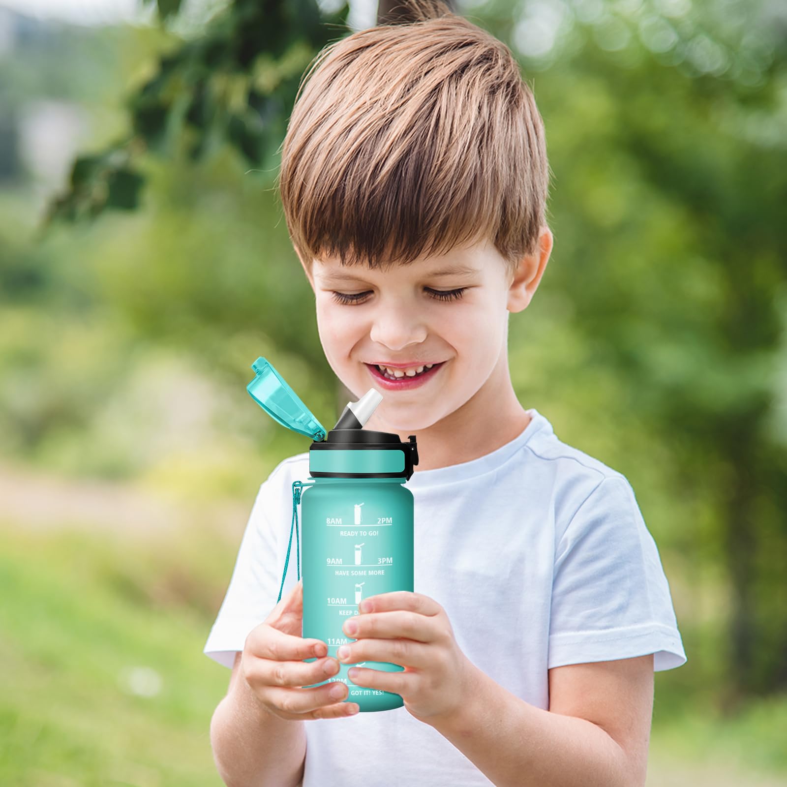 Cantimplora 500ml, Sin BPA con Marcador de Tiempo, Botella con Pajita, Botella de Agua para Running, Cámping, Oficina, Bicicleta, Fitness — view 7