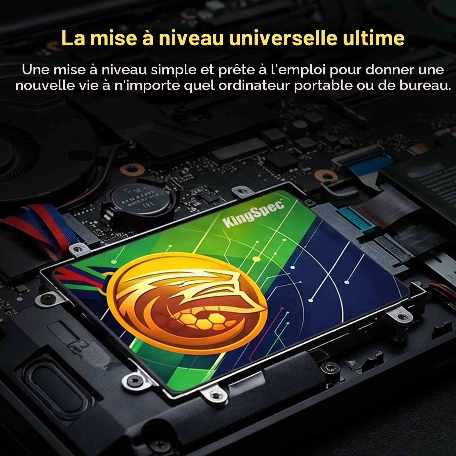 KingSpec SSD Interne 2 to 2,5" SATA III – Édition Championship, Lecture 560 Mo/s, 3D NAND – Réveillez Vos Anciens PC Portables, Fixes et Consoles de Jeu
