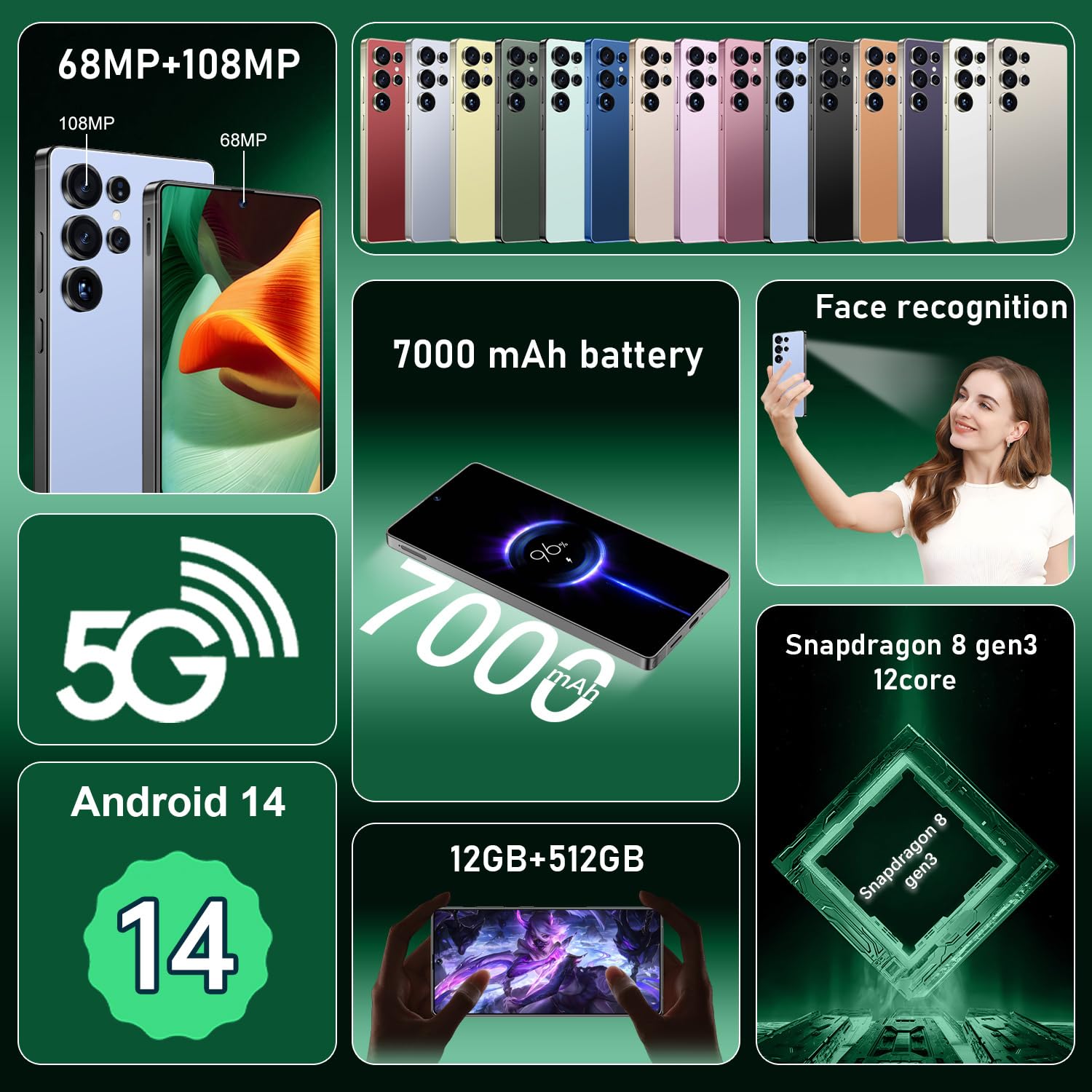 I25 Ultra: 6.99" FHD+ Android 14 Smartphone | 12GB+512GB | 108MP+68MP Camera | 7000mAh Battery | Built-in Stylus Pen | Blazing Fast Performance (Titanium Blue)