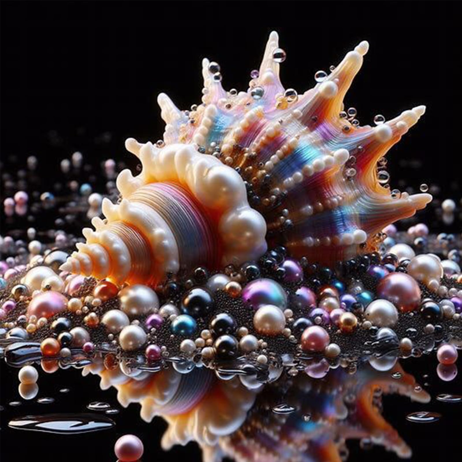 POETRYDRAW Conch Full DIY 5D Round Drill Diamond Art Paintings Picture Arts Craft 30x30cm Diamond Crystal Rhinestones Painting Kits for Adults/Beginners Gift Idea Home Wall Decor (Conch)
