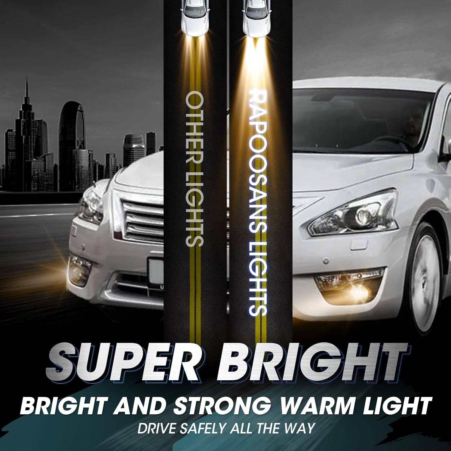 Driving Fog Lights Lamps Assembly for 2013 2014 2015 Nissan Altima Sedan Fog Light Replacement with H11 Halogen Bulbs, Switch and Wiring Kit