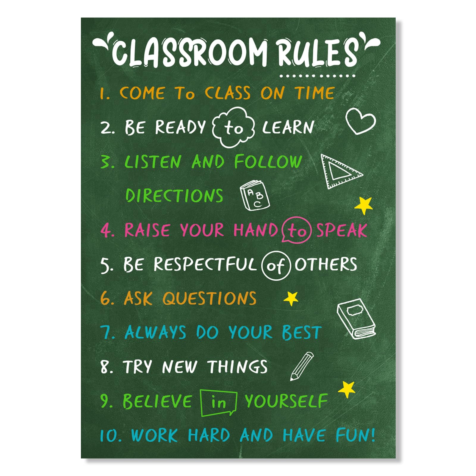 JUESMOS Classroom Rules Poster - Laminated Class Expectations Posters for Classroom Decorations Motivational Class Rules Poster for Elementary Middle High School Back To School Teacher Supplies